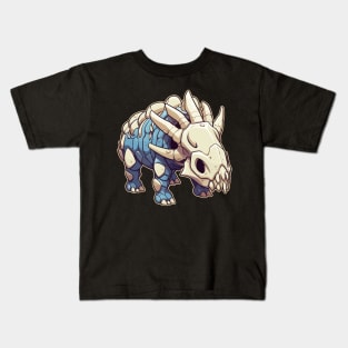 Spooky Kawaii Triceratops Isometric Dinosaur Skeleton Kids T-Shirt